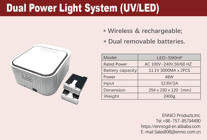 LED - S90HF - Professional UV/LED Nail Lamp (48W, Wireless & Rechargeable) - Ennio Nails