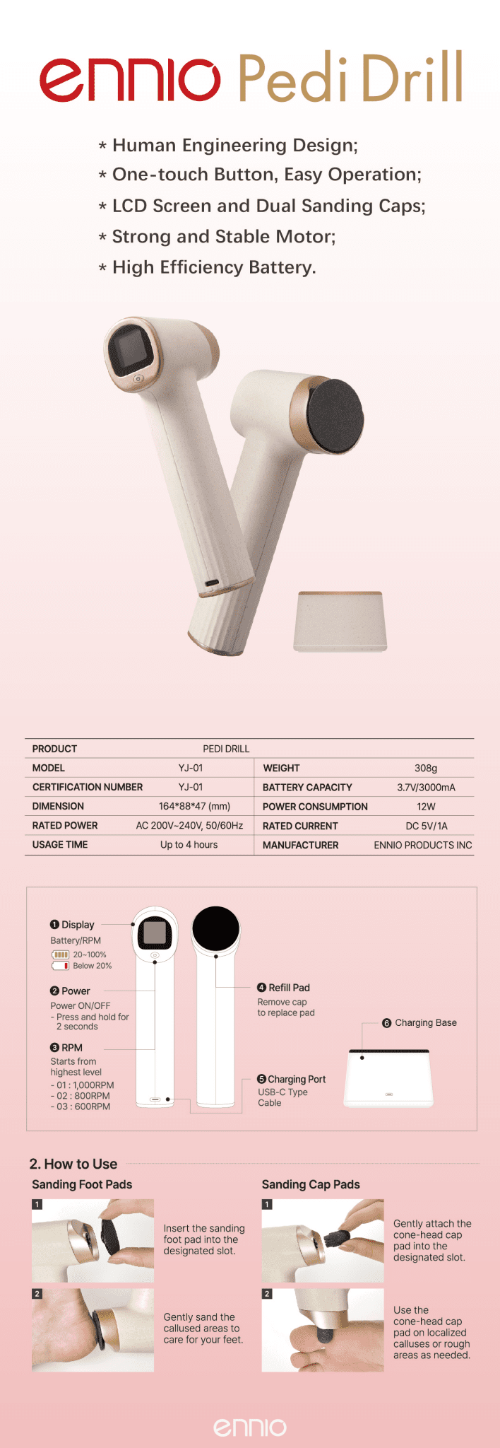 Professional Electric Pedi Drill for Foot Care - Ennio Nails