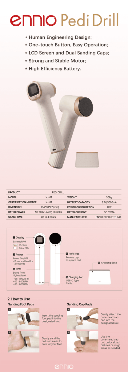 Professional Electric Pedi Drill for Foot Care - Ennio Nails